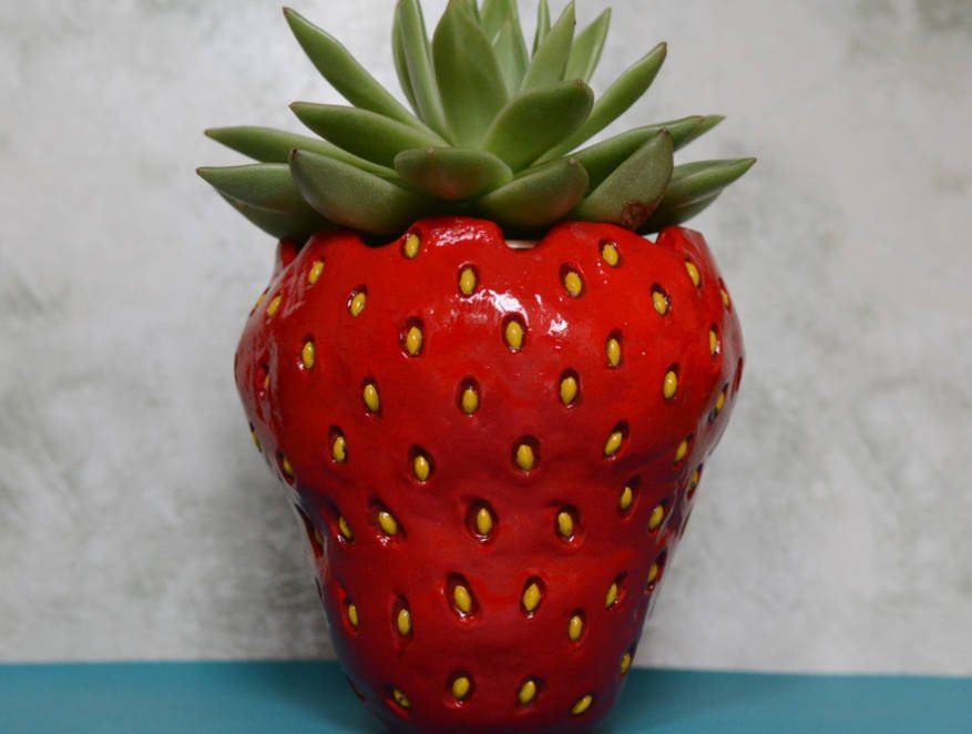 DIY Air Dry Clay Strawberry Flower Pot Sculpted.jpg